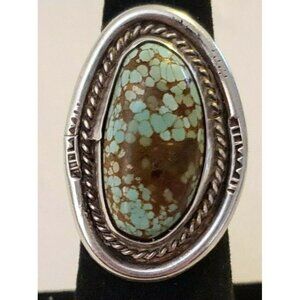 Navajo Signed No.8 mine Turquoise sterling silver ring s5.5   (NAR 1127)